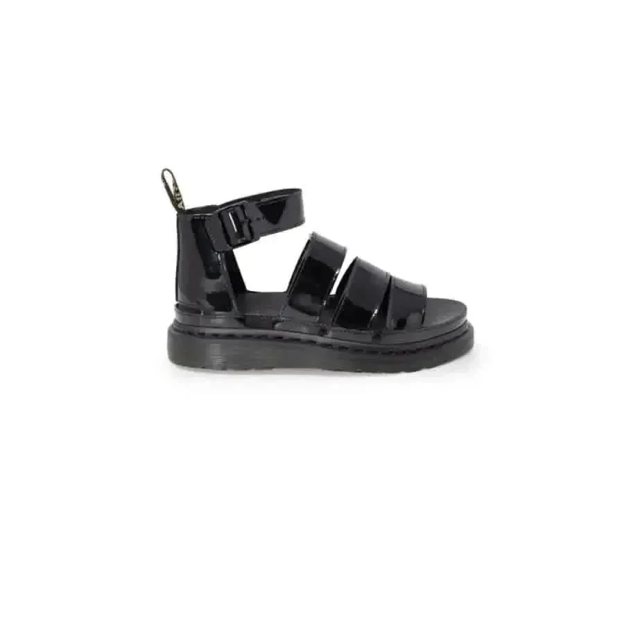 Dr. Martens Women's Black Leather Sandals with Buckle and Bow