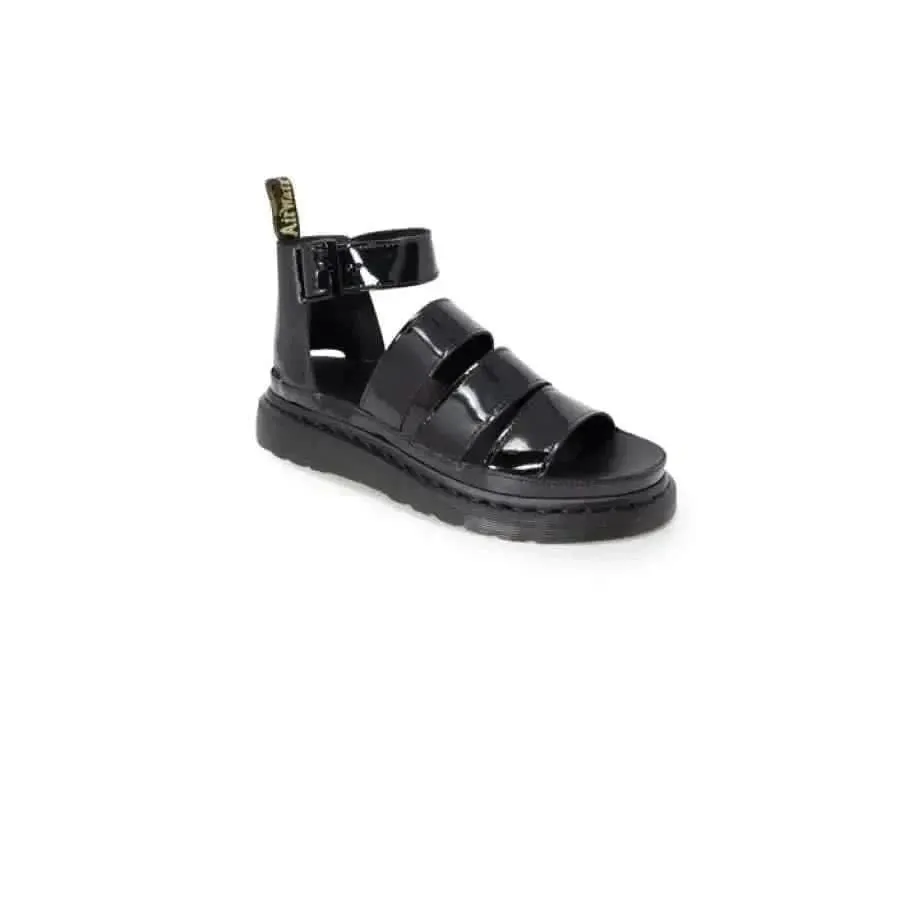 Dr. Martens Women's Black Leather Sandals with Buckle and Bow