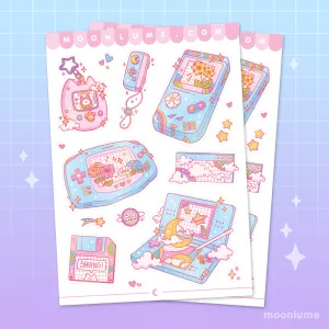 Dreamy Retro Consoles - matte vinyl sticker sheet
