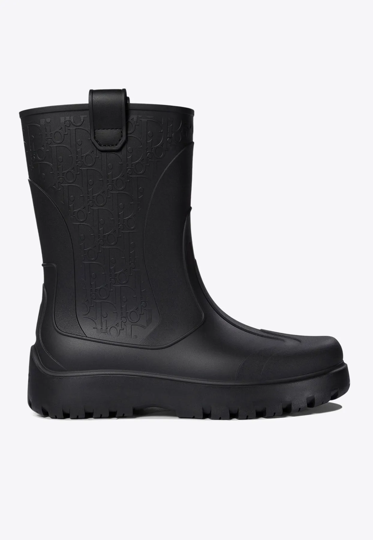 Embossed Logo Oblique Rain Boots
