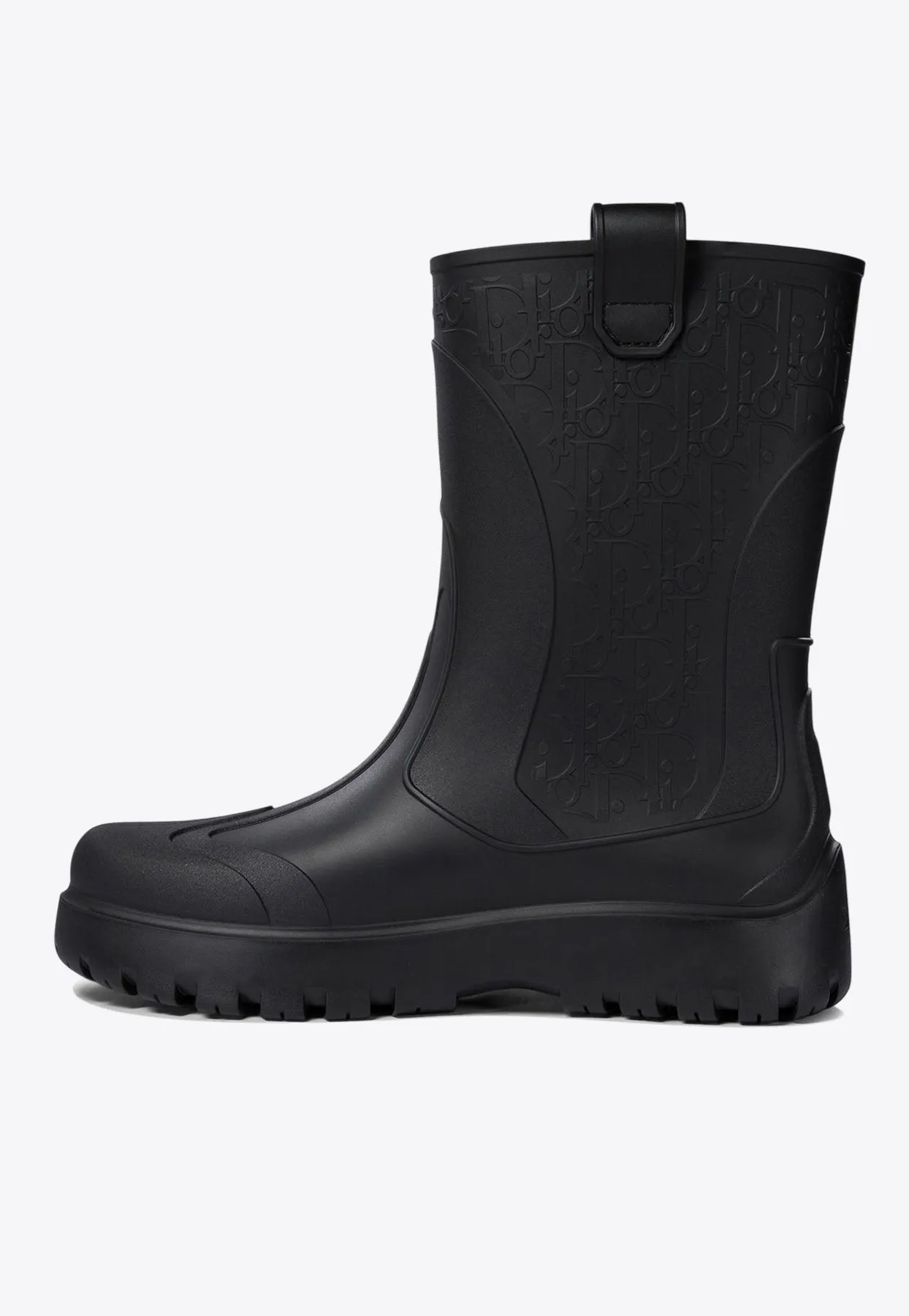 Embossed Logo Oblique Rain Boots