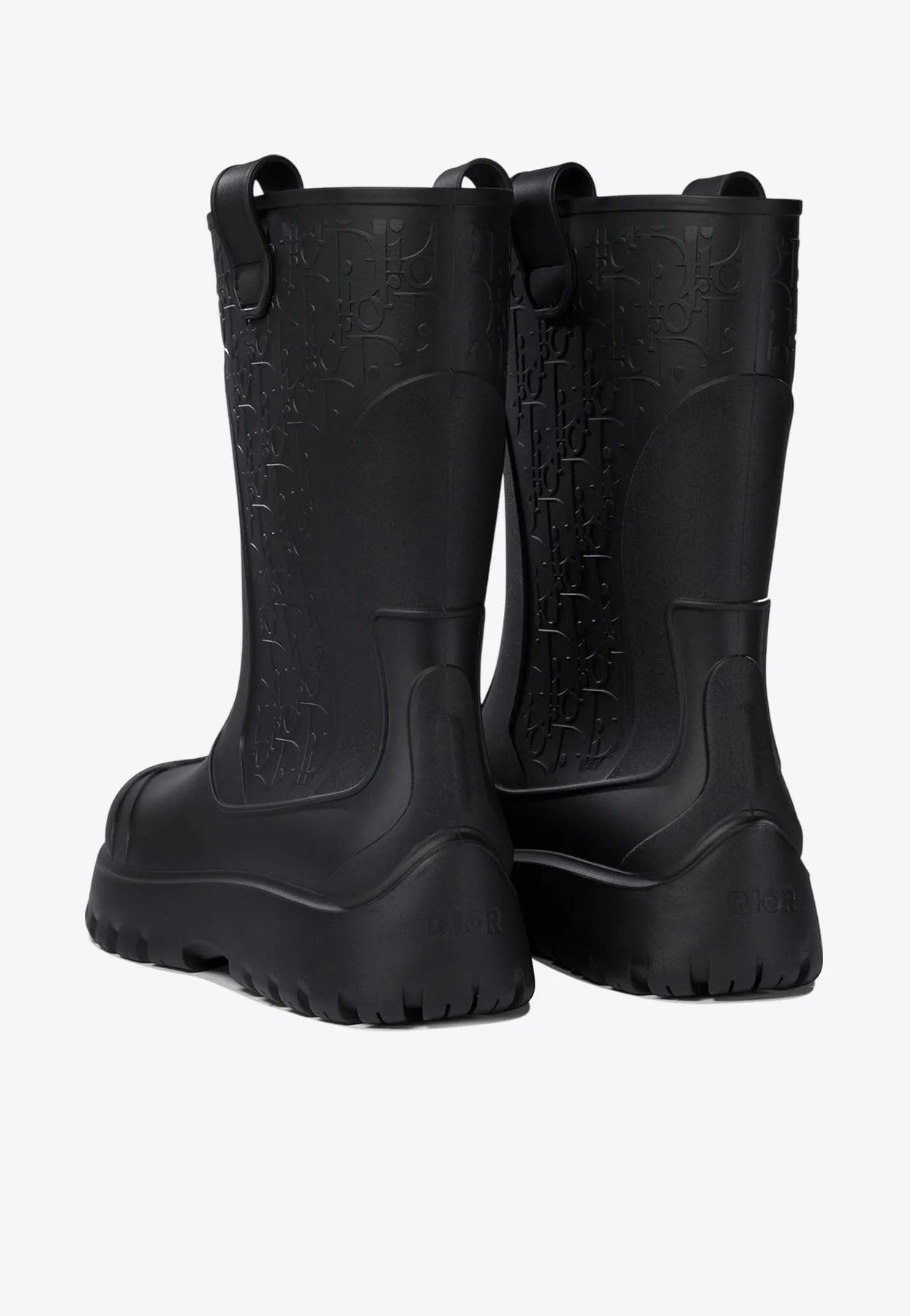 Embossed Logo Oblique Rain Boots