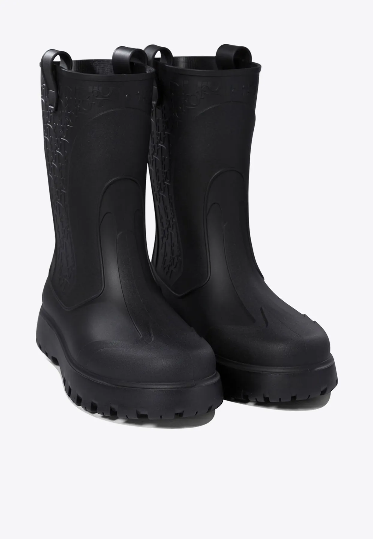 Embossed Logo Oblique Rain Boots