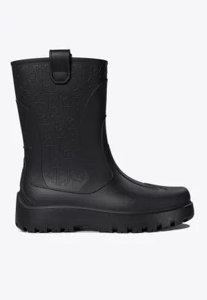 Embossed Logo Oblique Rain Boots
