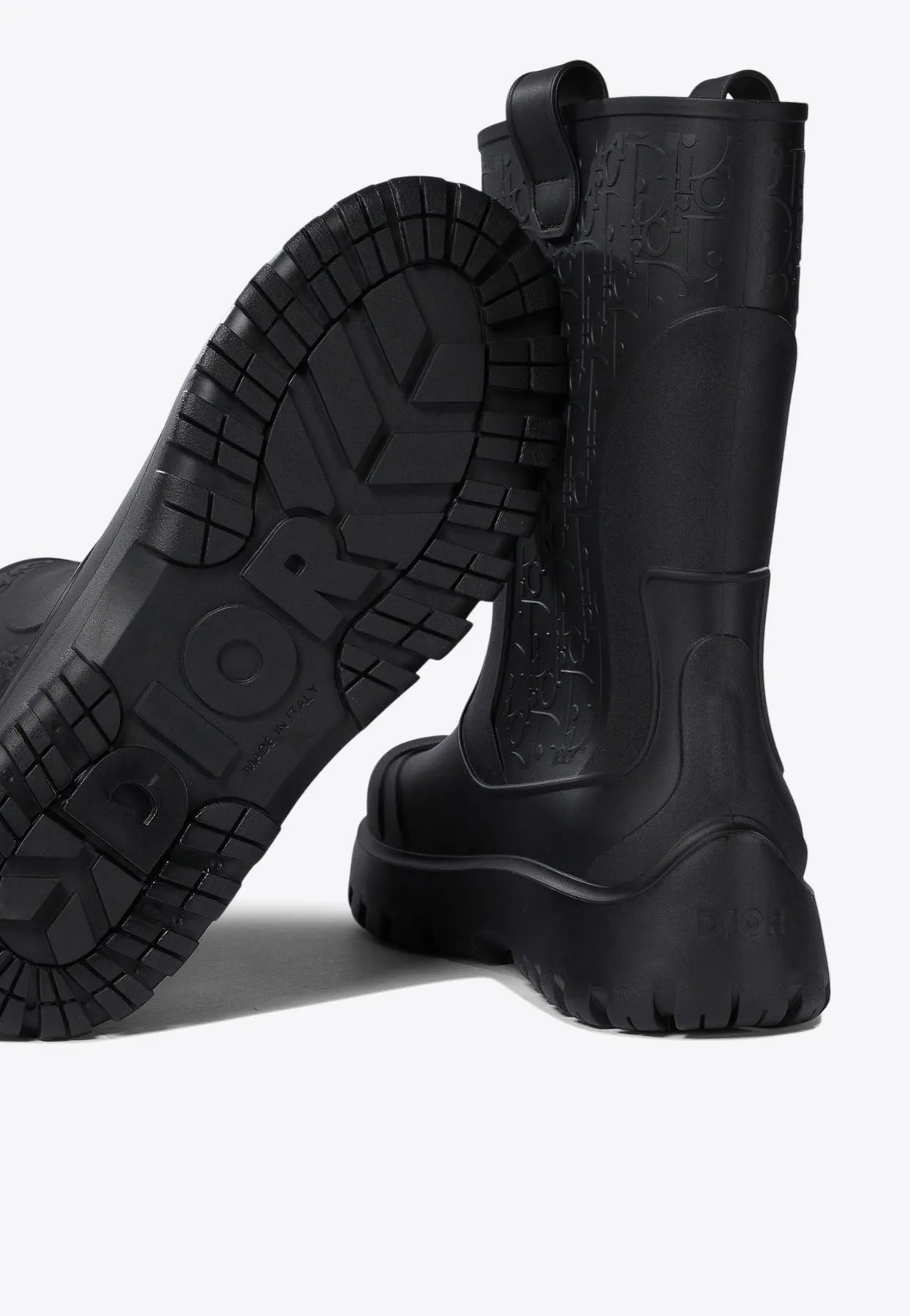 Embossed Logo Oblique Rain Boots
