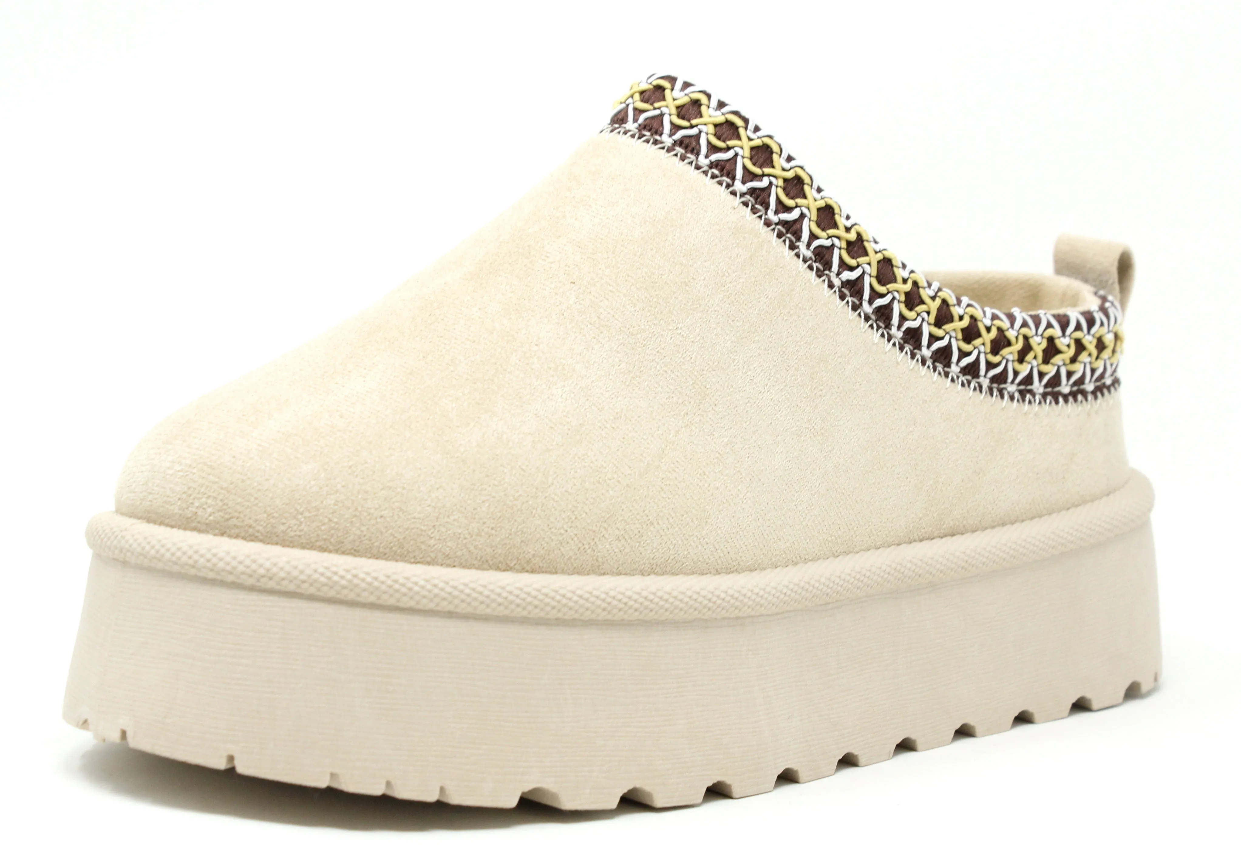 Embroidered Platform Slip On Boot