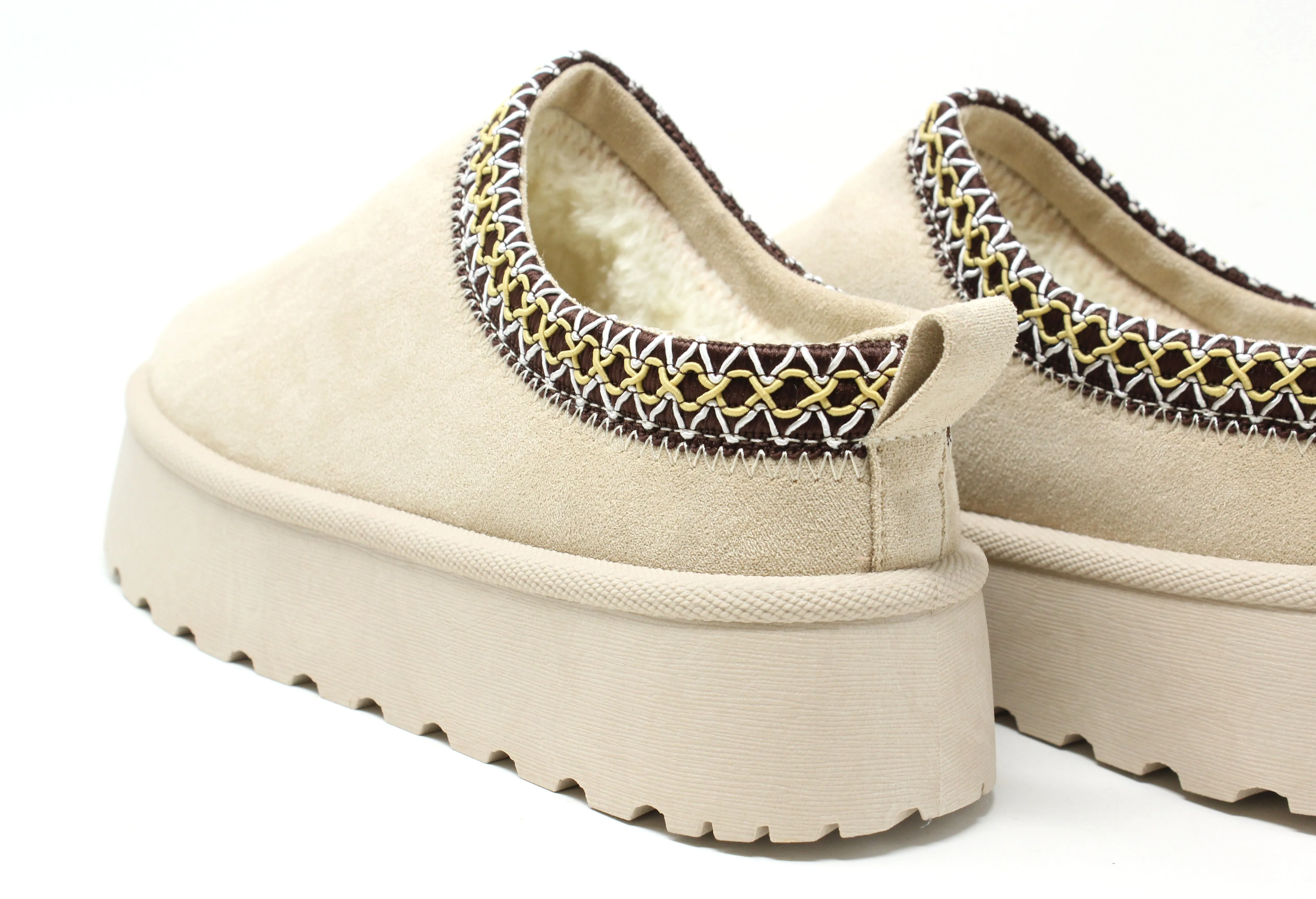 Embroidered Platform Slip On Boot