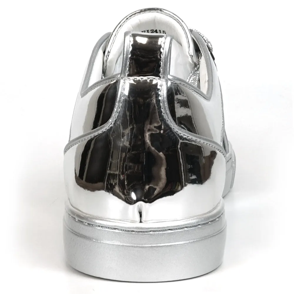 FI-2415-2 Silver Patent Leather Lace up Sneaker Encore by Fiesso