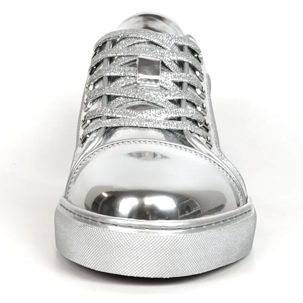 FI-2415-2 Silver Patent Leather Lace up Sneaker Encore by Fiesso