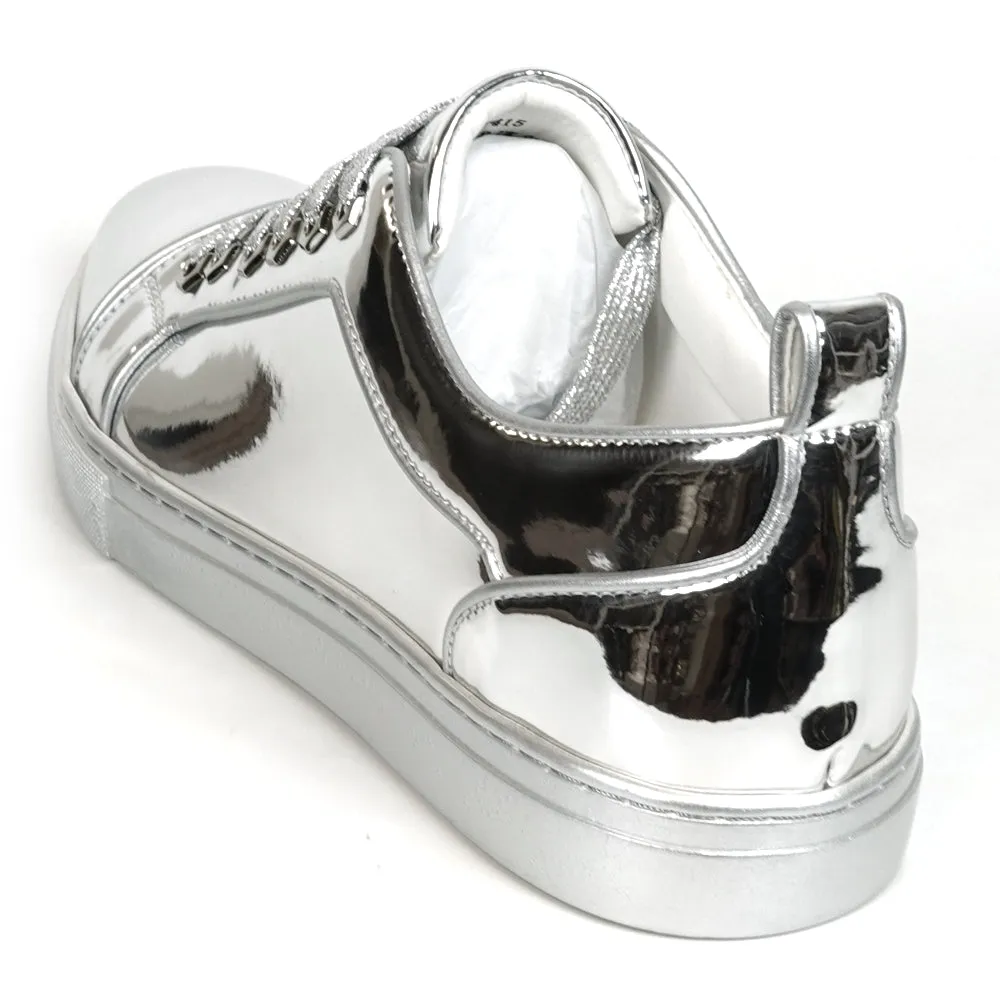 FI-2415-2 Silver Patent Leather Lace up Sneaker Encore by Fiesso