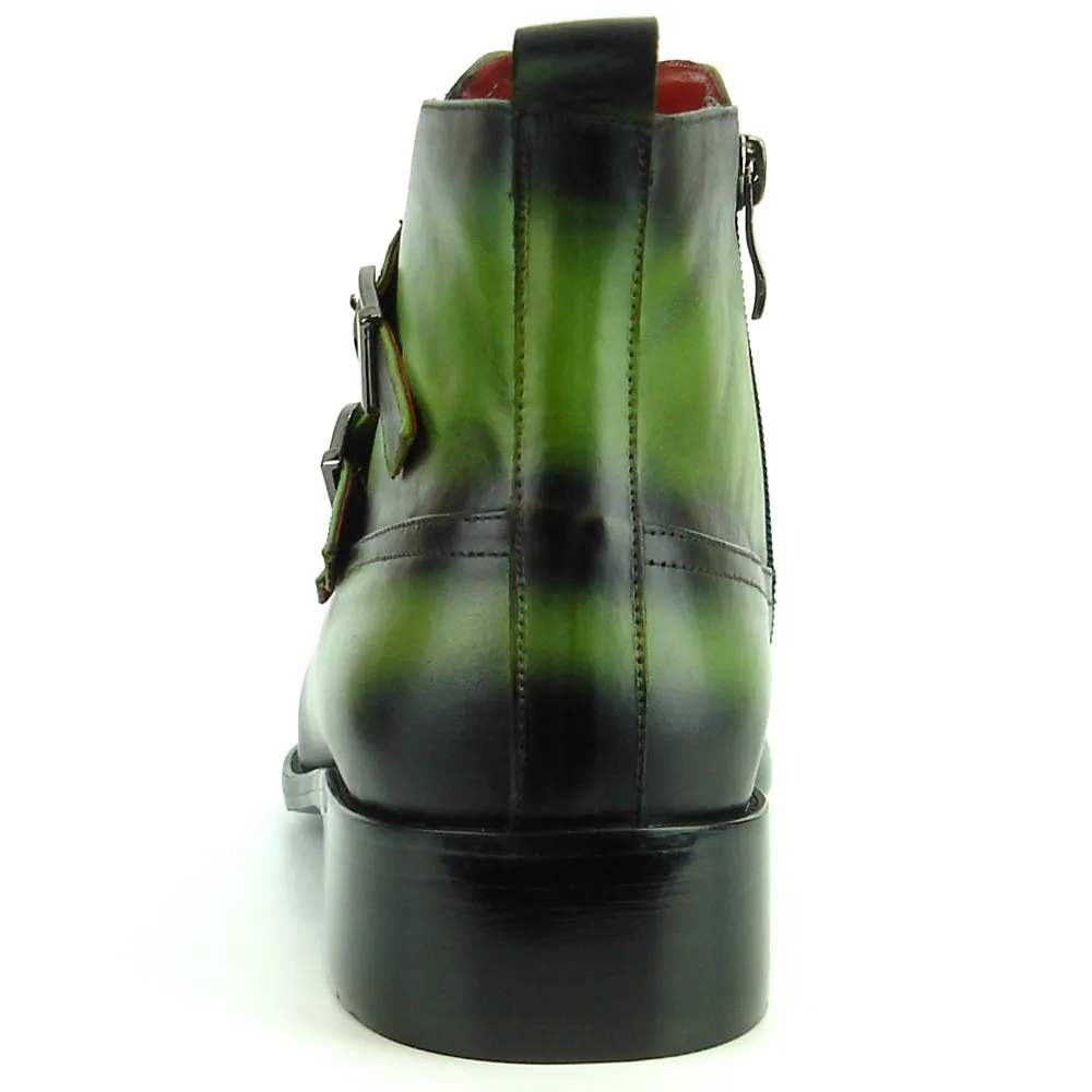 FI-8709 Green Leather Cap Toe Boot With Side Buckle Encore by Fiesso