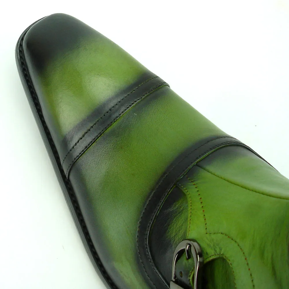 FI-8709 Green Leather Cap Toe Boot With Side Buckle Encore by Fiesso