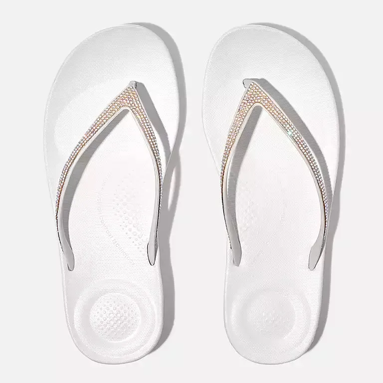FitFlop Iqushion Sparkle Flip Flops Sandals - Urban White