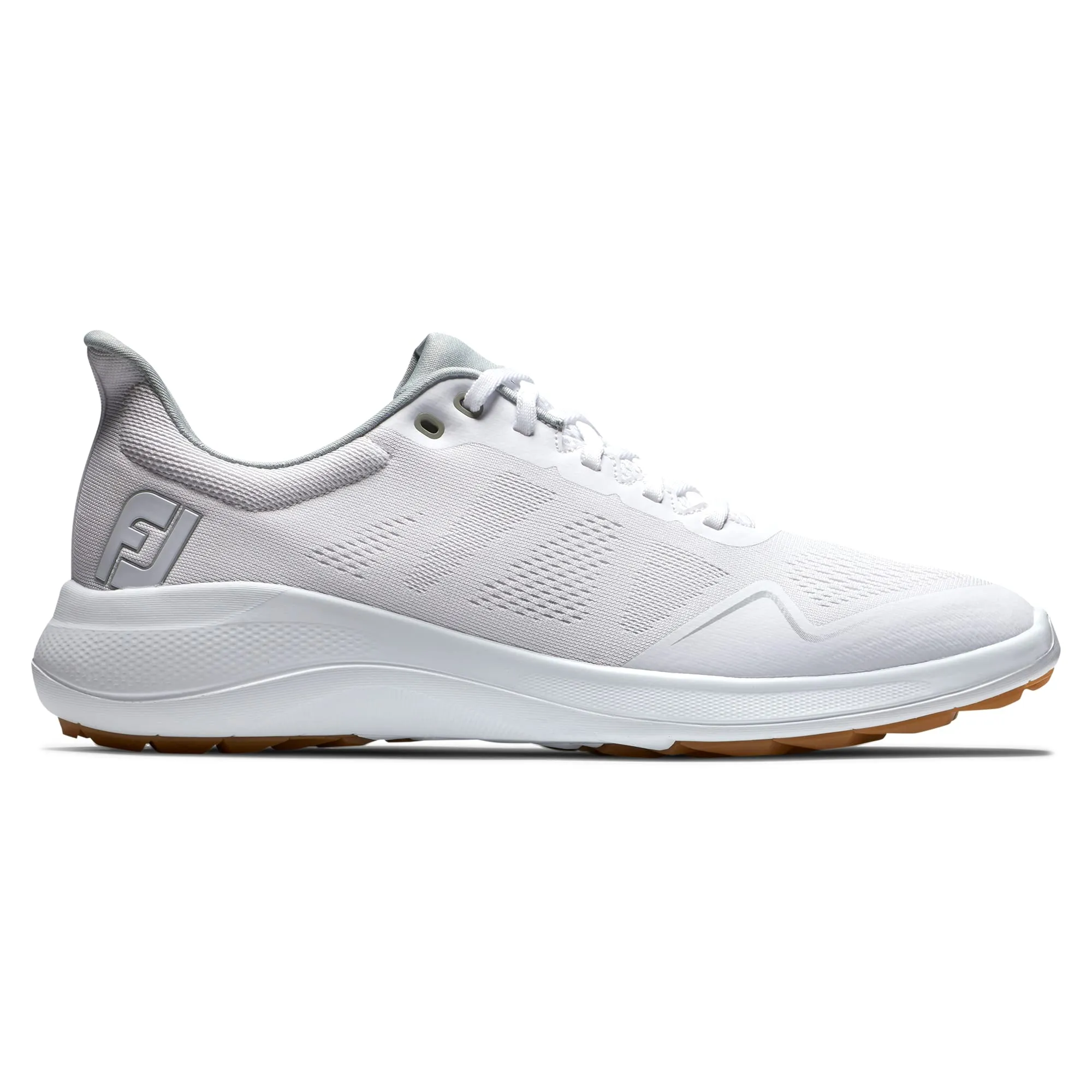 FootJoy Men's FJ Flex Previous Season Style Golf Shoe, White/White/Tan, 9