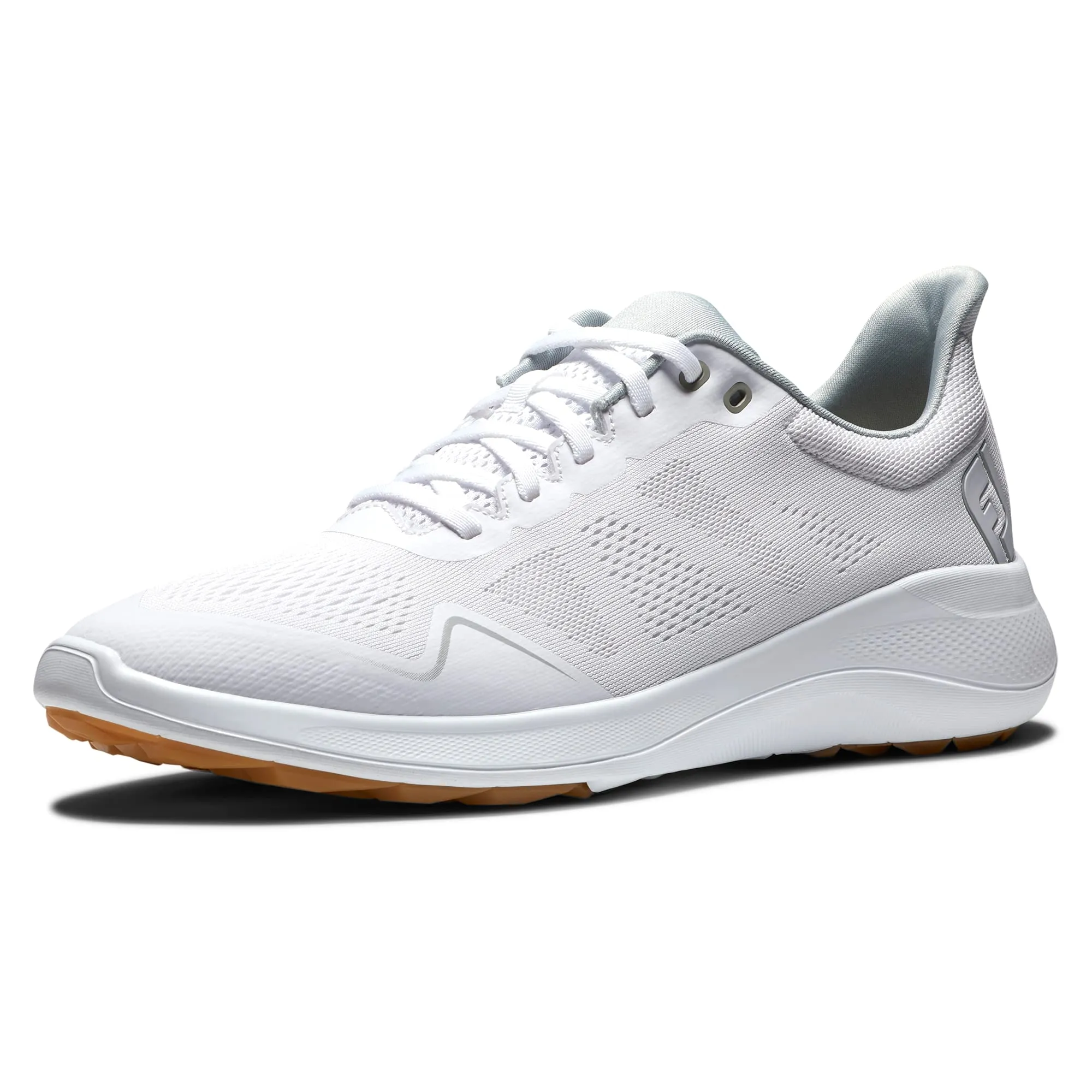 FootJoy Men's FJ Flex Previous Season Style Golf Shoe, White/White/Tan, 9