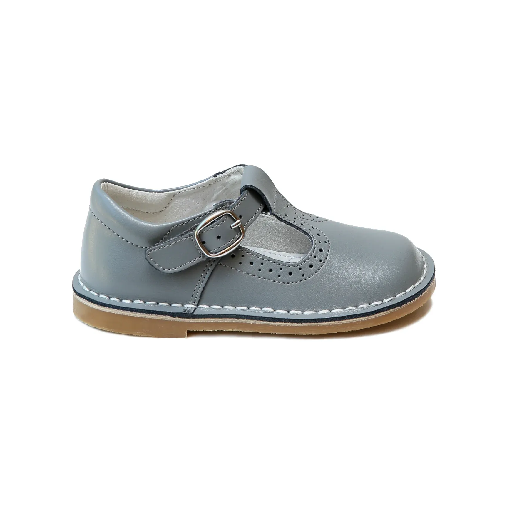 Frances Perforated T-Strap MJ - Grey