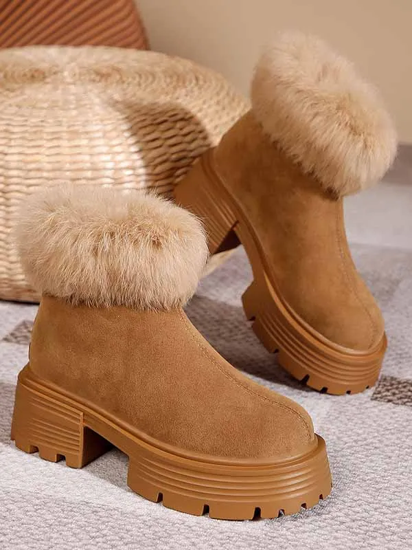 Furry Trim Lined Snow Boots