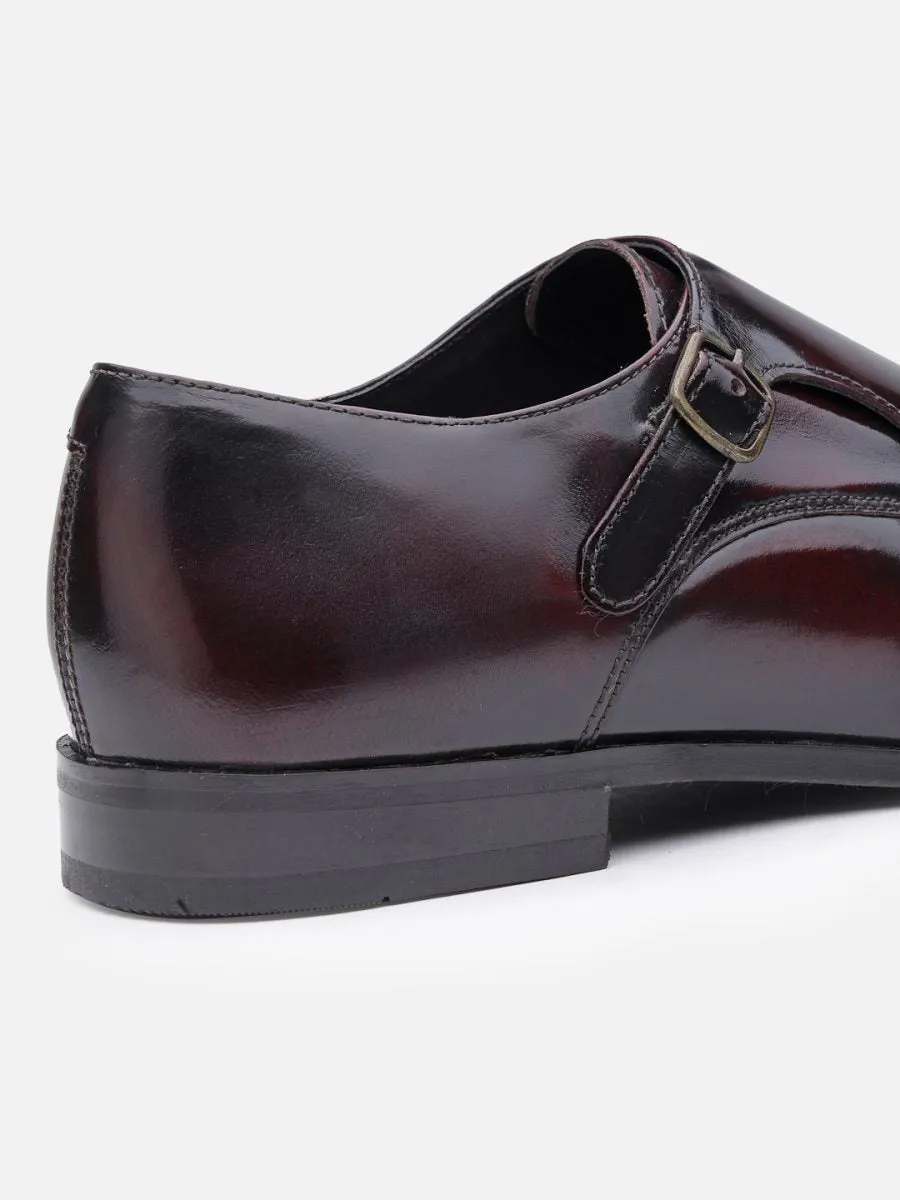 Genuine Leather Burgundy Slip-on Formal Shoe Monk Straps