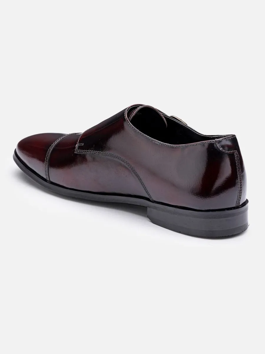 Genuine Leather Burgundy Slip-on Formal Shoe Monk Straps