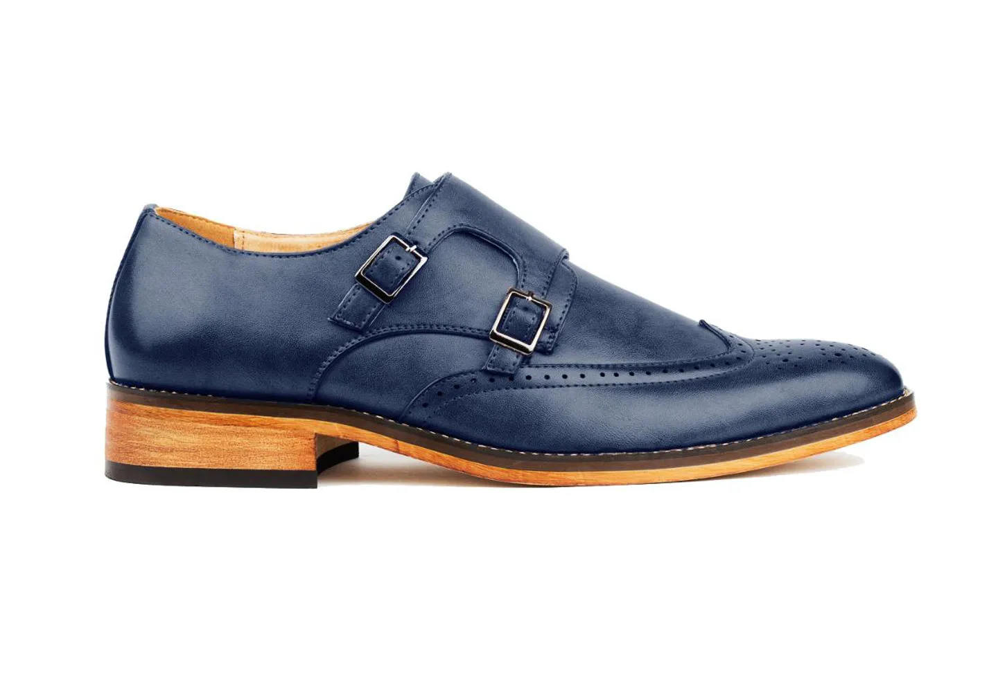Gino Vitale Men's Monk Strap Brogue Dress Shoes