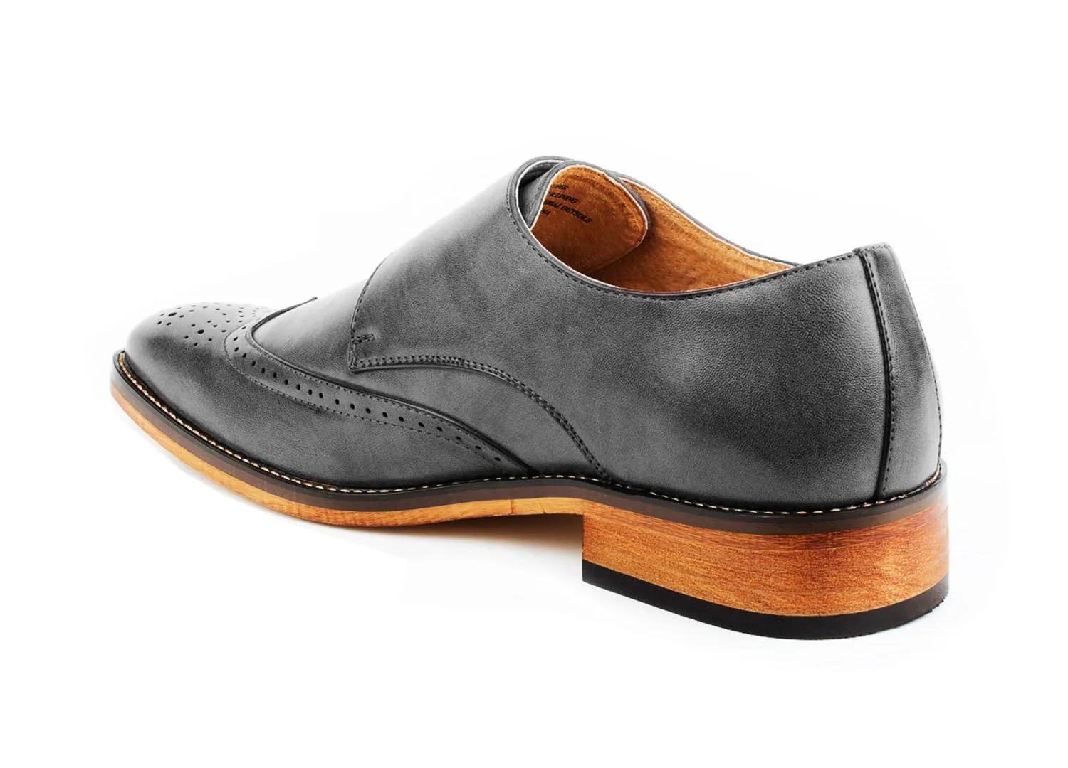 Gino Vitale Men's Monk Strap Brogue Dress Shoes
