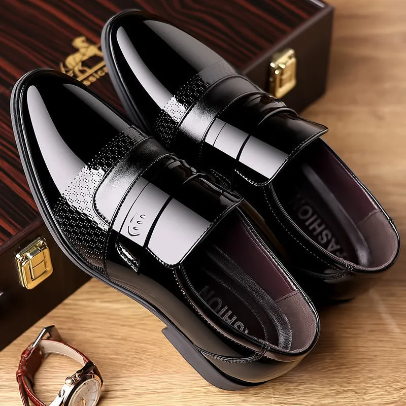 Glossy Patent Leather Shoes – Large Size Formal for Men