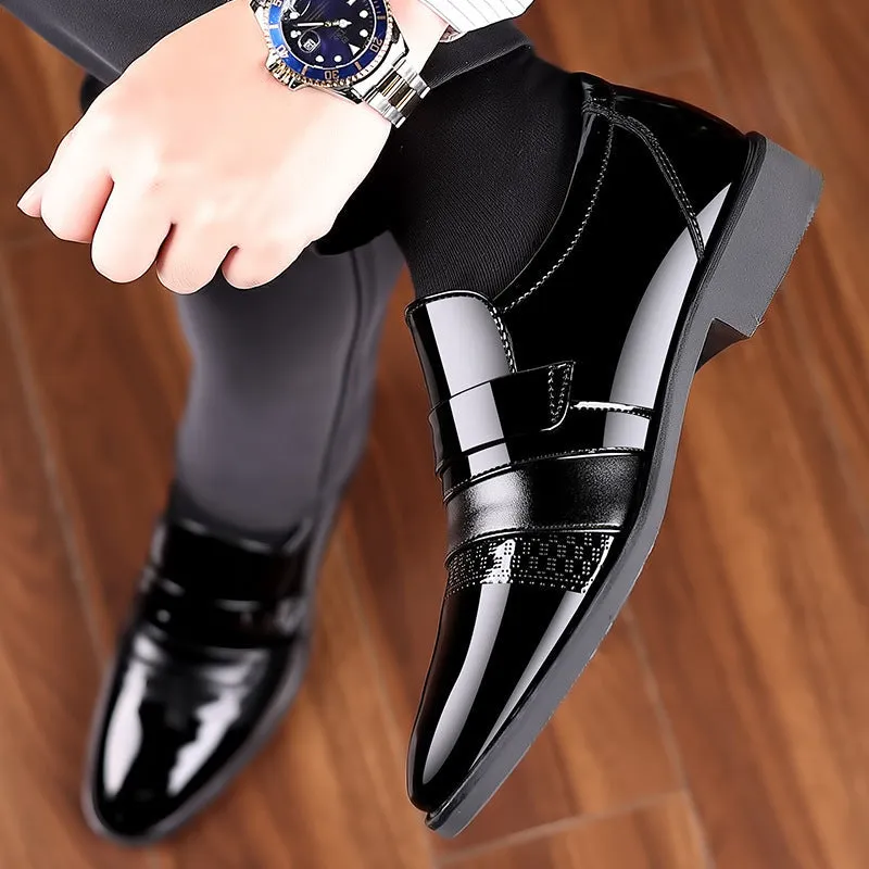 Glossy Patent Leather Shoes – Large Size Formal for Men