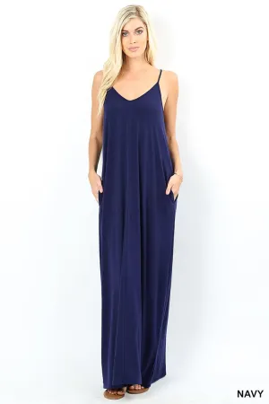 GRACE SOLID MAXI DRESS NAVY