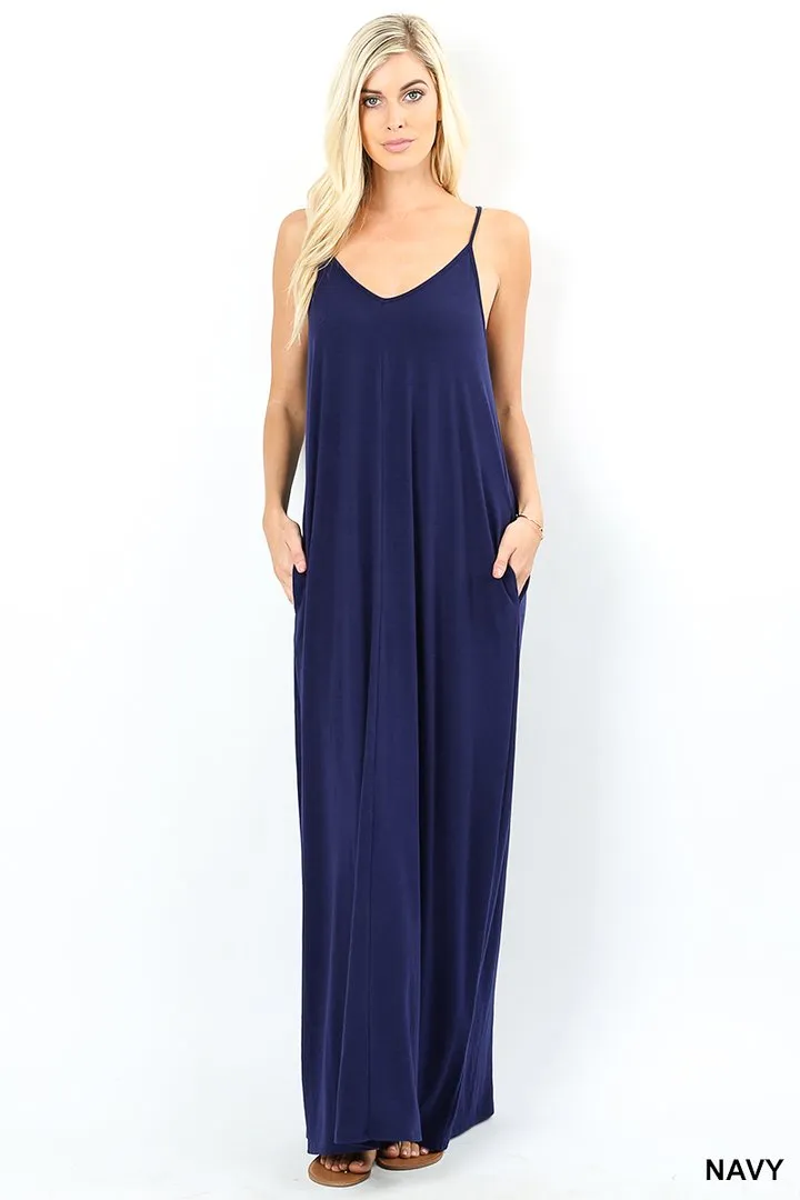 GRACE SOLID MAXI DRESS NAVY