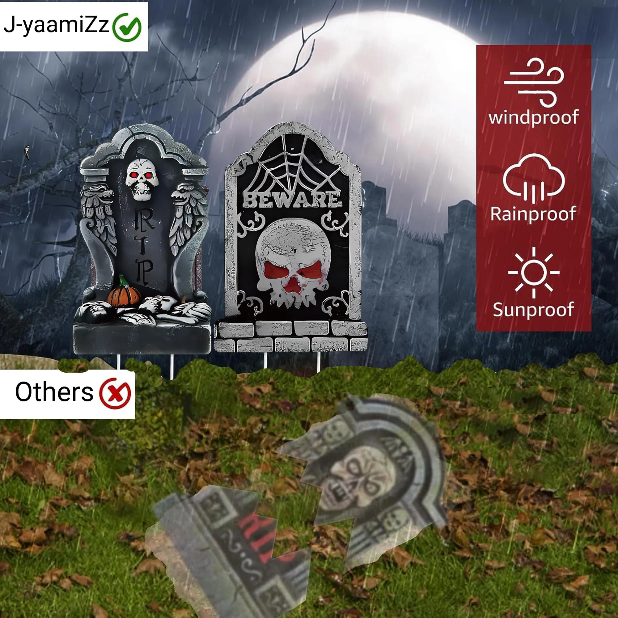 Halloween Decorations Tombstones, 13.8inch Halloween Tombstone Yard Sign Headstone yard sign for Outdoor Lawn Decor