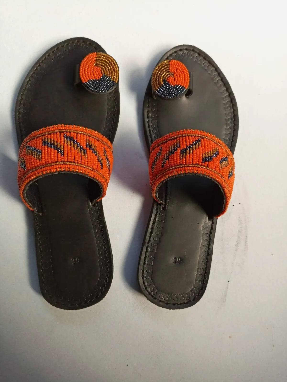Handmade African Beaded Sandals/Authentic Maasai-Style Leather Flip-Flops Women/Boho Beach Sandals/Comfortable Summer Sandal African Gifts