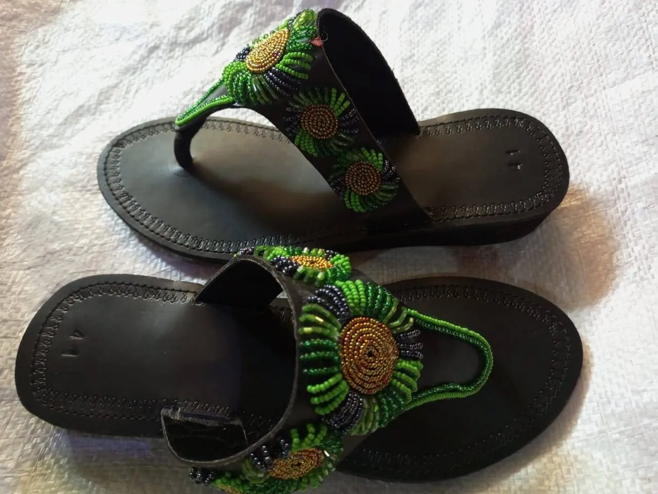 Handmade African Beaded Sandals/Authentic Maasai-Style Leather Flip-Flops Women/Boho Beach Sandals/Comfortable Summer Sandal African Gifts