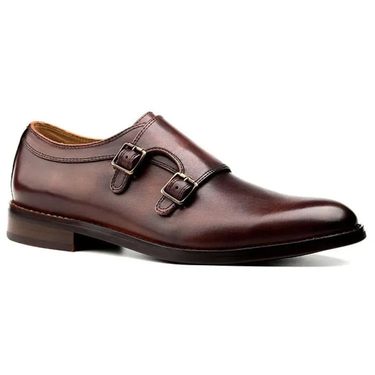 Handmade Cow Leather Monk Strap Dress Shoes