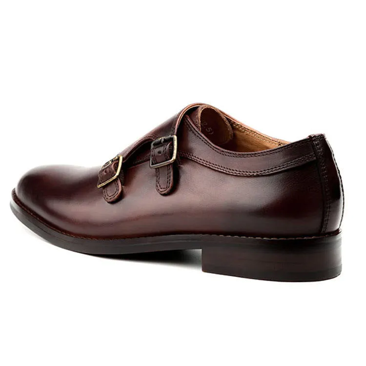 Handmade Cow Leather Monk Strap Dress Shoes