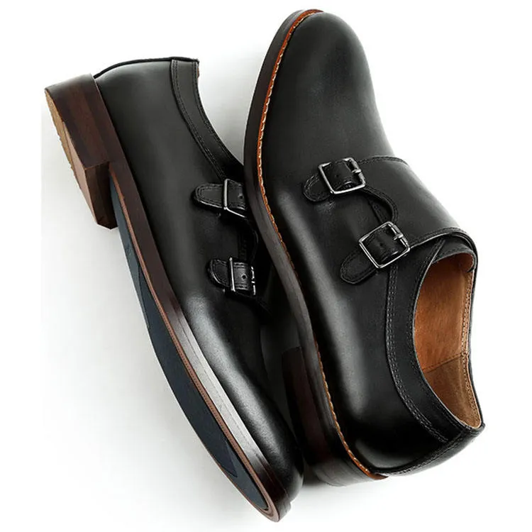 Handmade Cow Leather Monk Strap Dress Shoes