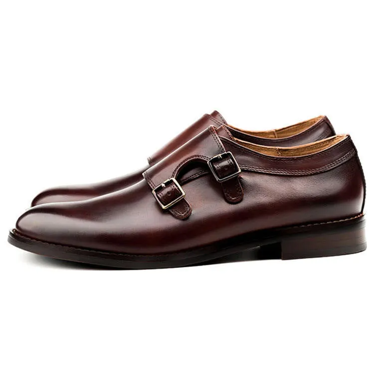 Handmade Cow Leather Monk Strap Dress Shoes