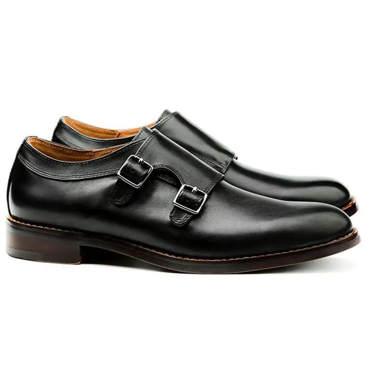 Handmade Cow Leather Monk Strap Dress Shoes