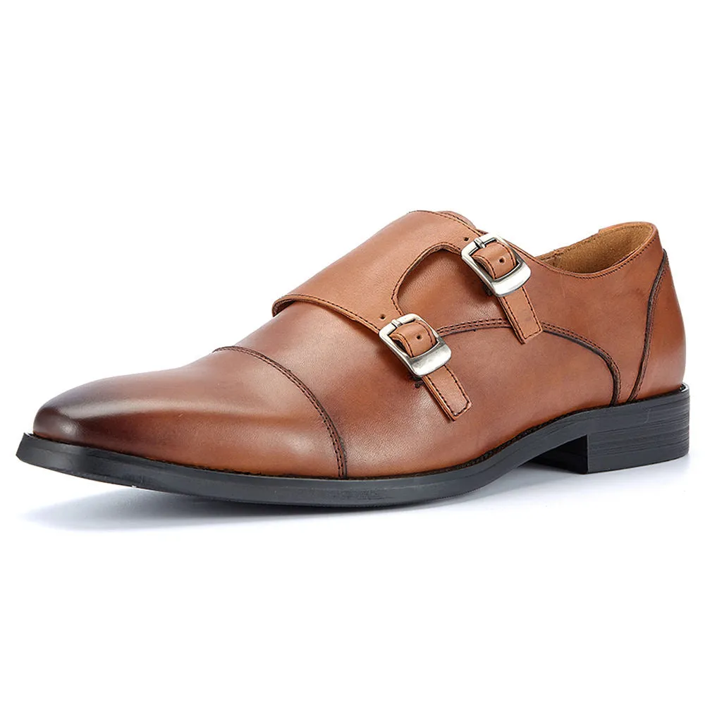 Handmade Full Grain Leather Double Monk Dress Shoes