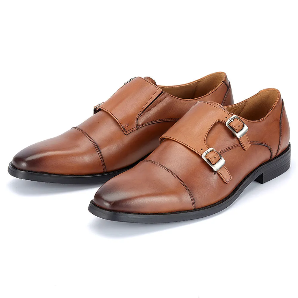 Handmade Full Grain Leather Double Monk Dress Shoes