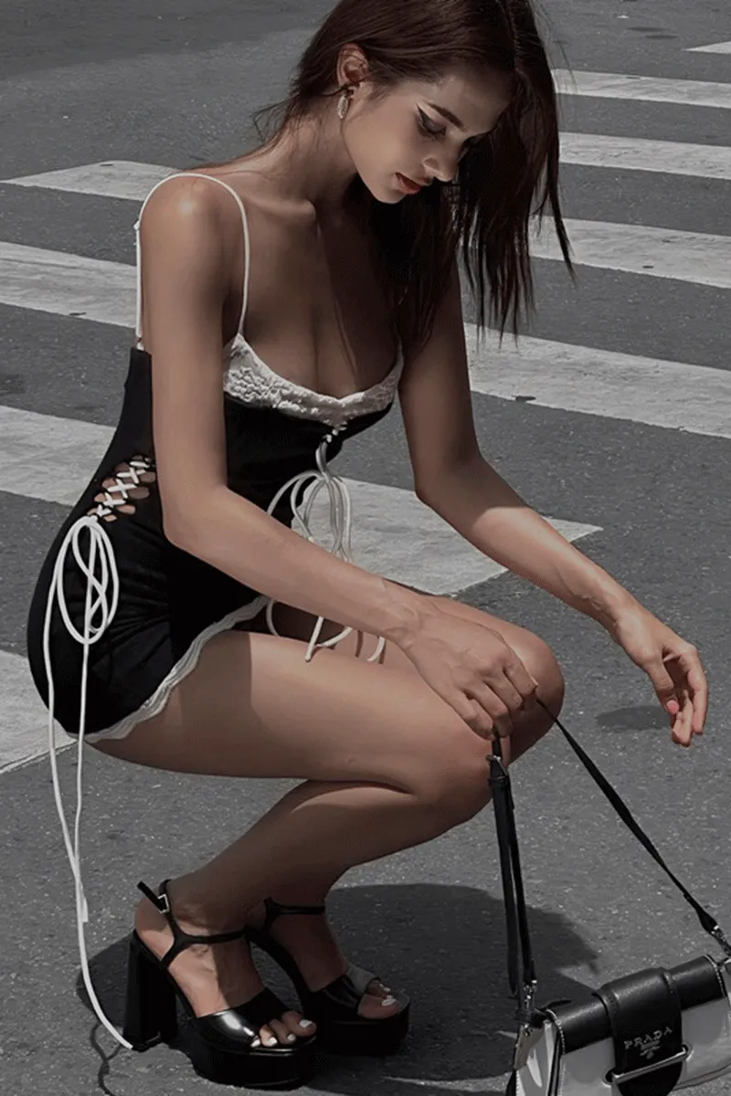 HBO1173 Double Layer Mini Dress