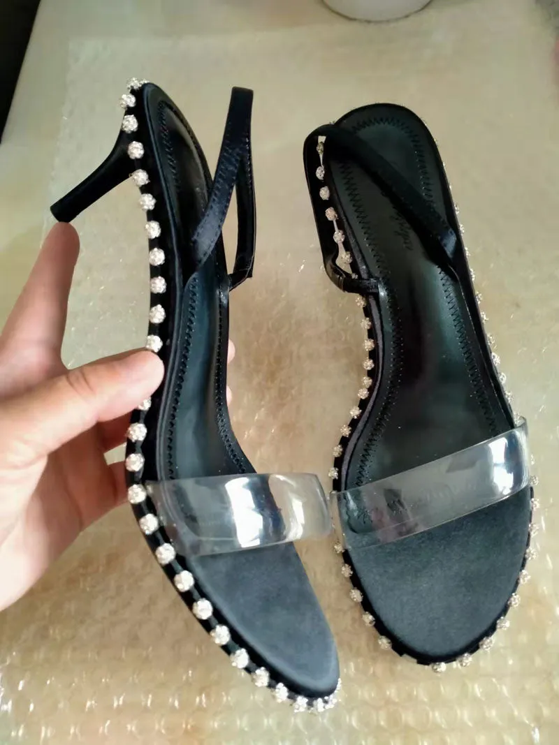 High Heels Pink Sandals Summer Slingbacks  Open Toe Bride Wedding Pumps