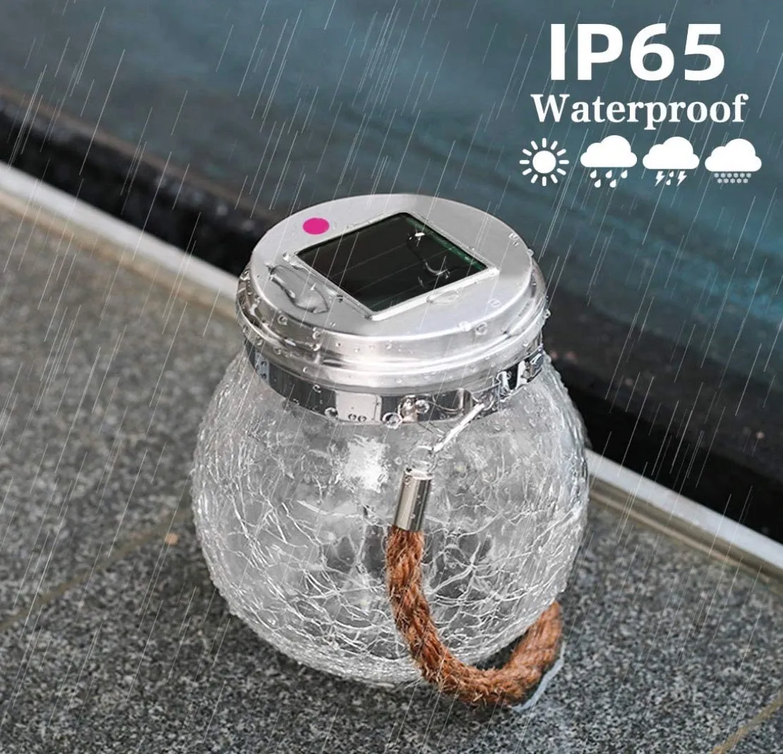 Homlly Solar LED Fairy Crackled Glass Lantern Lamps (2pcs)