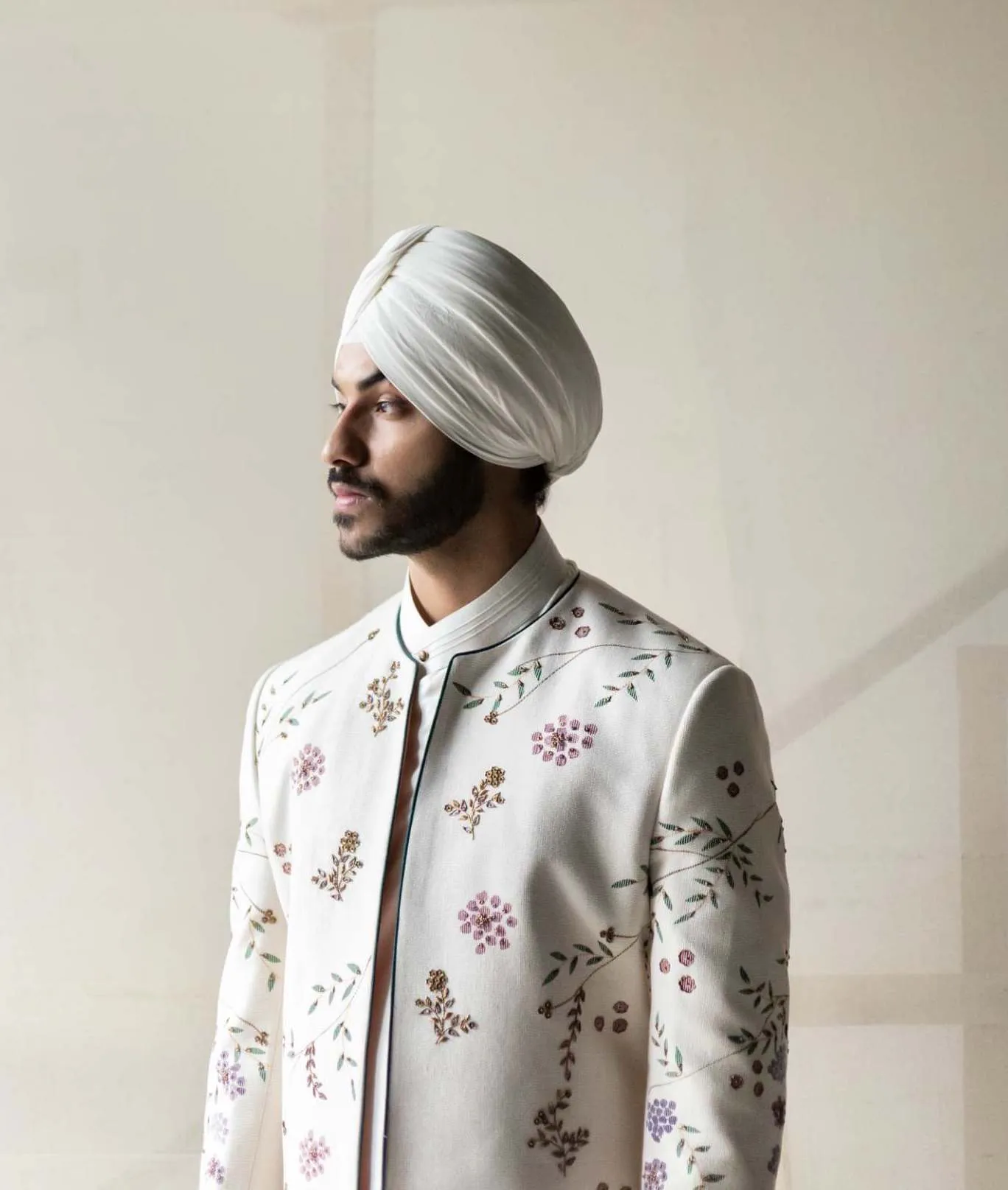 Ivory Contemporary Jacket With Kurta And Trouser