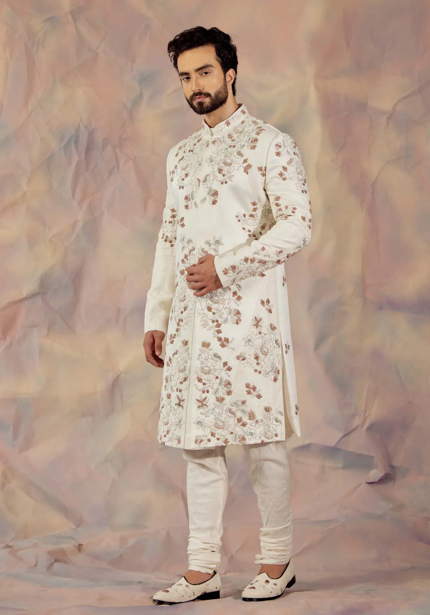 Ivory In Malaga Sherwani Set