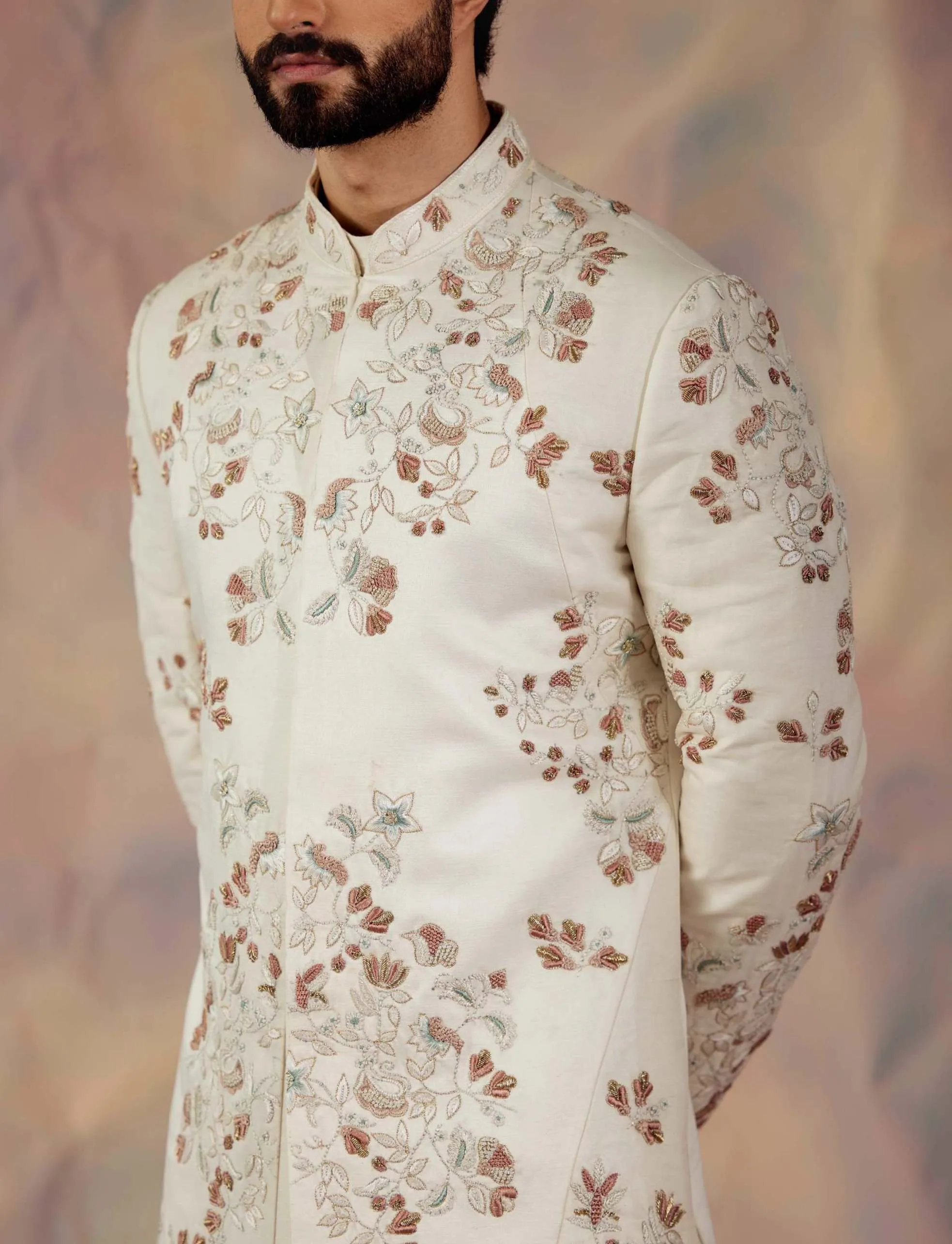 Ivory In Malaga Sherwani Set