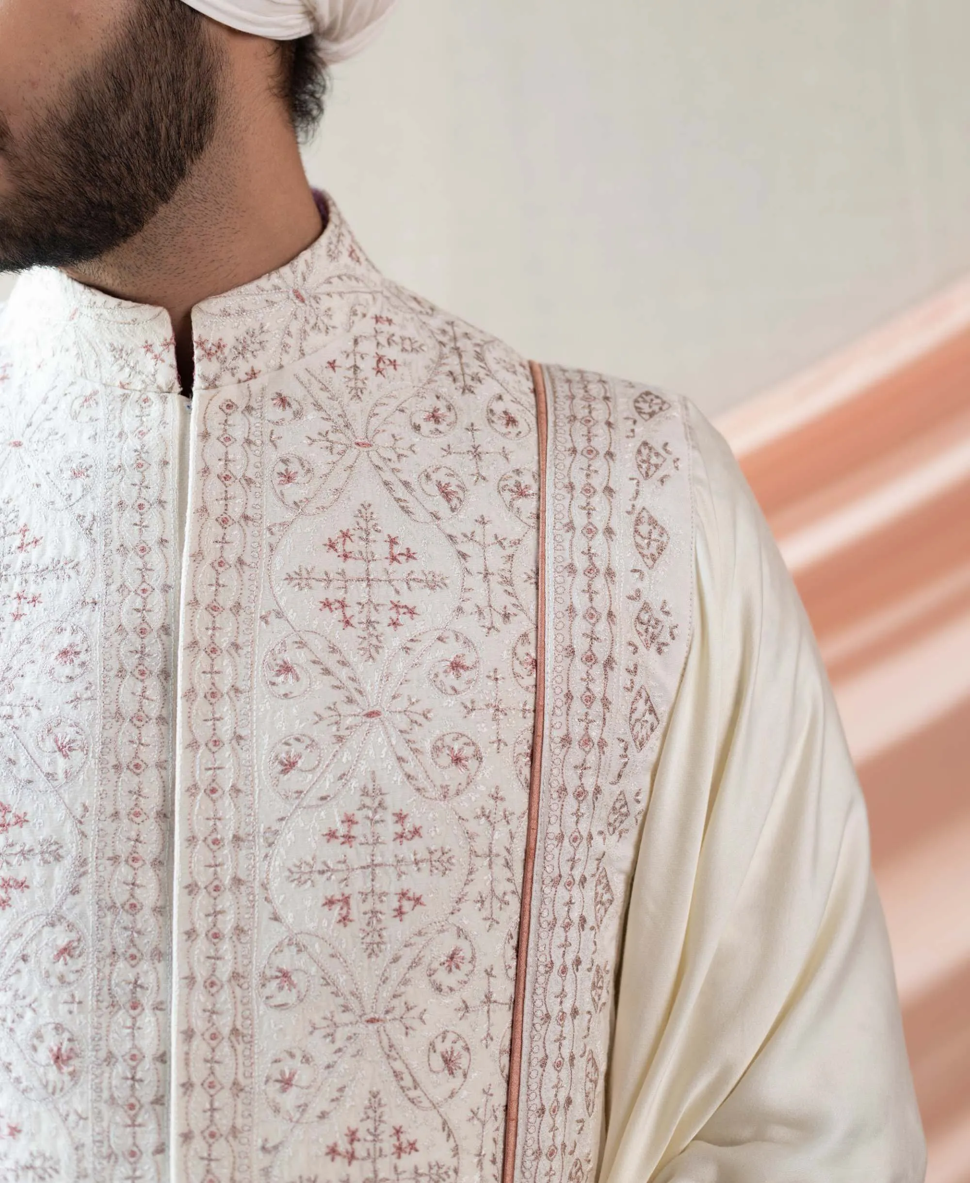 Ivory Jamawar Sherwani Set