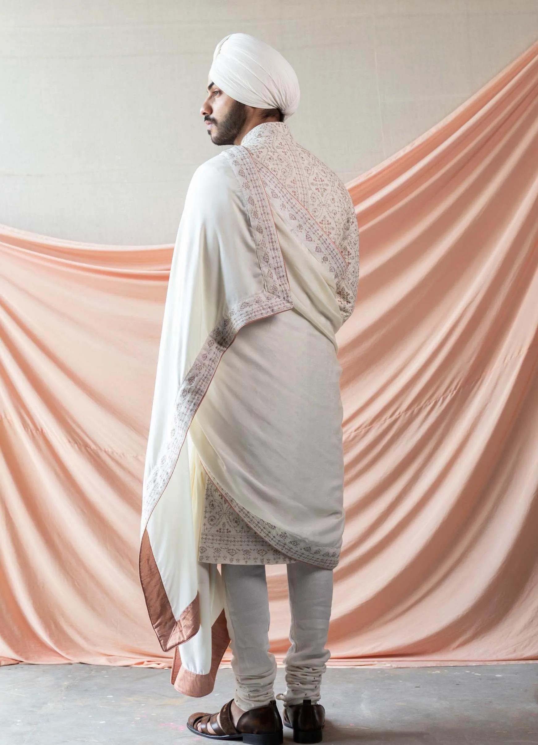 Ivory Jamawar Sherwani Set