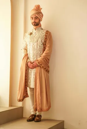 Ivory Ombre Jamawar Sherwani Set