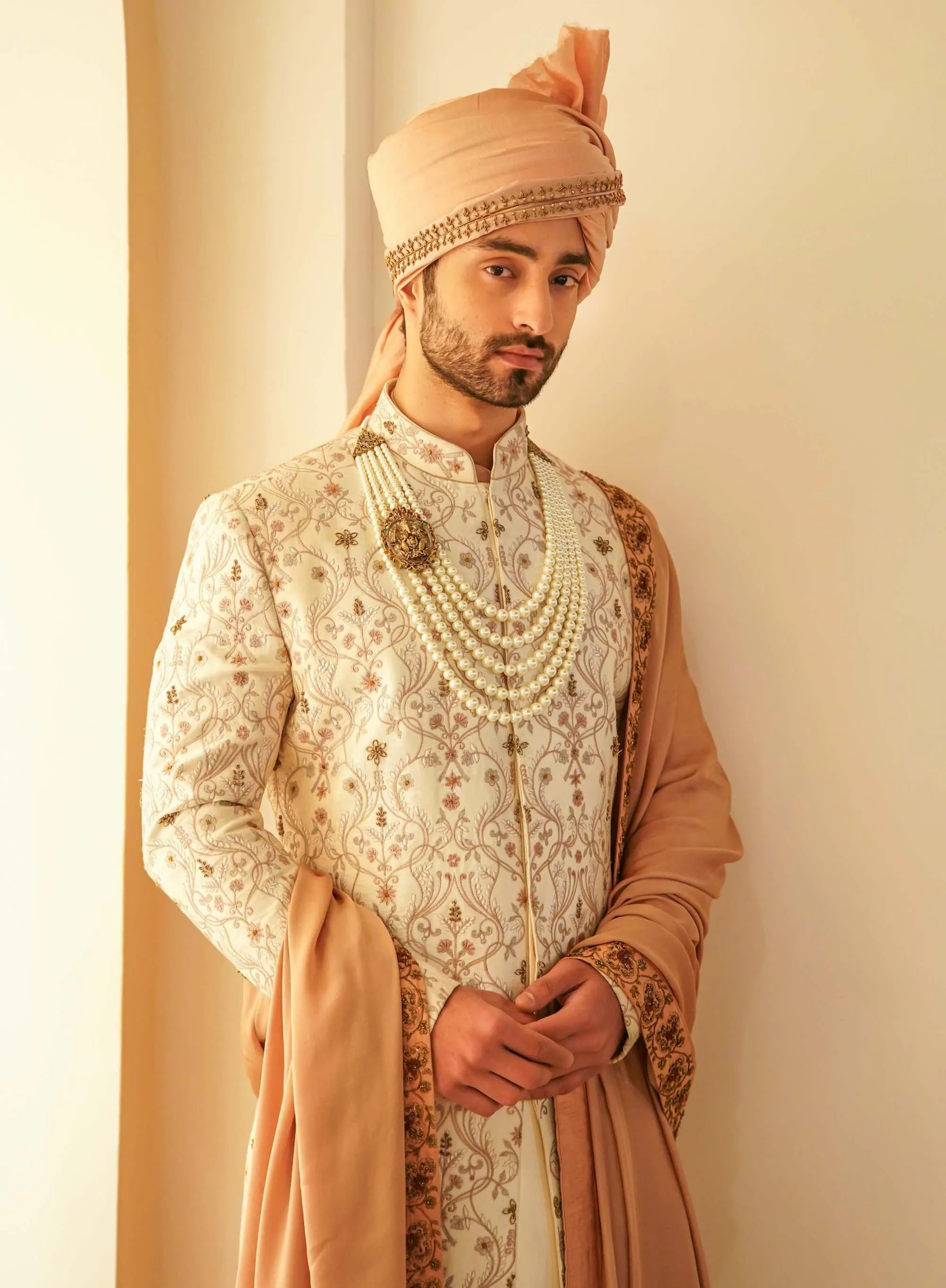 Ivory Ombre Jamawar Sherwani Set