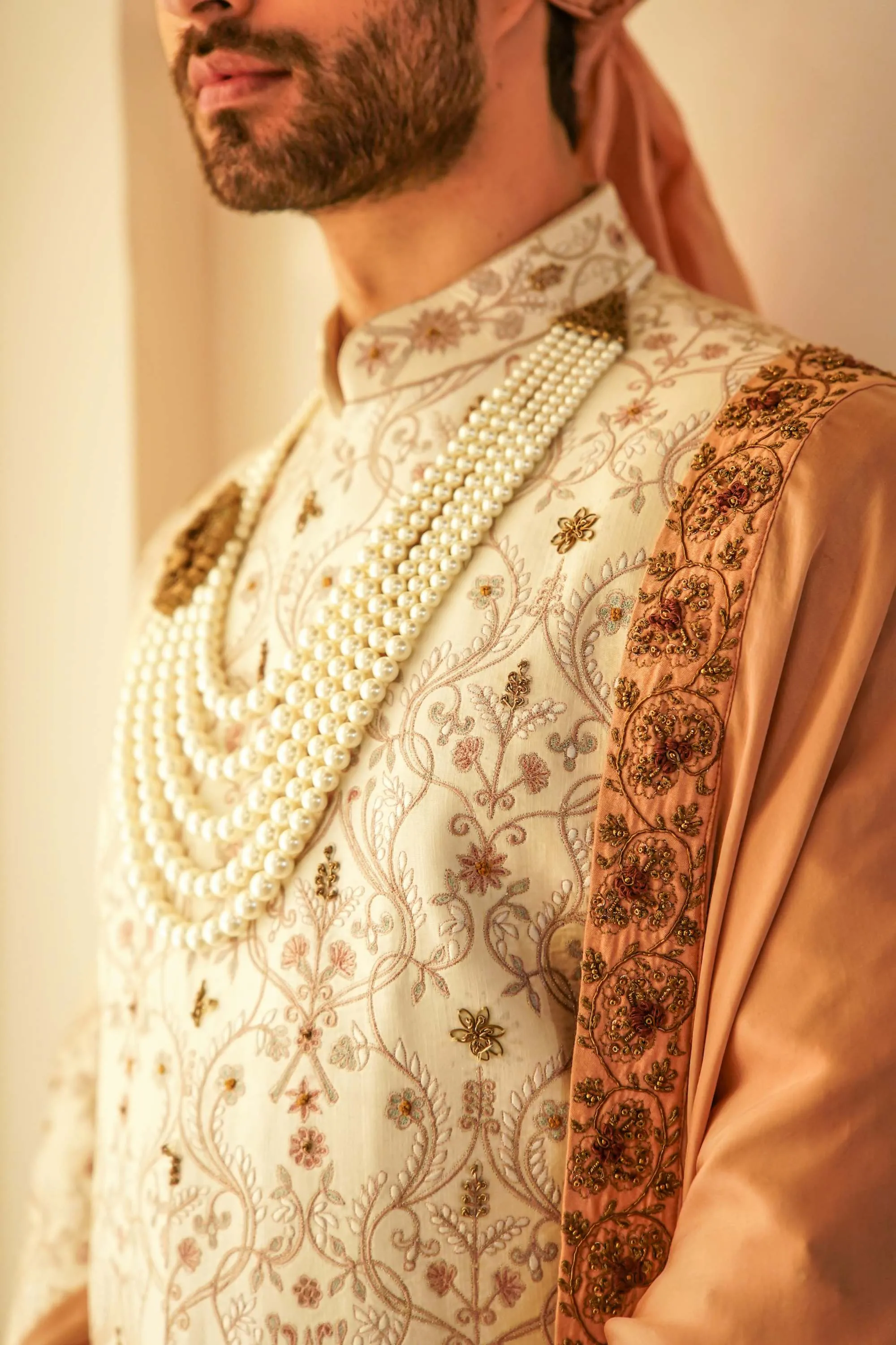 Ivory Ombre Jamawar Sherwani Set
